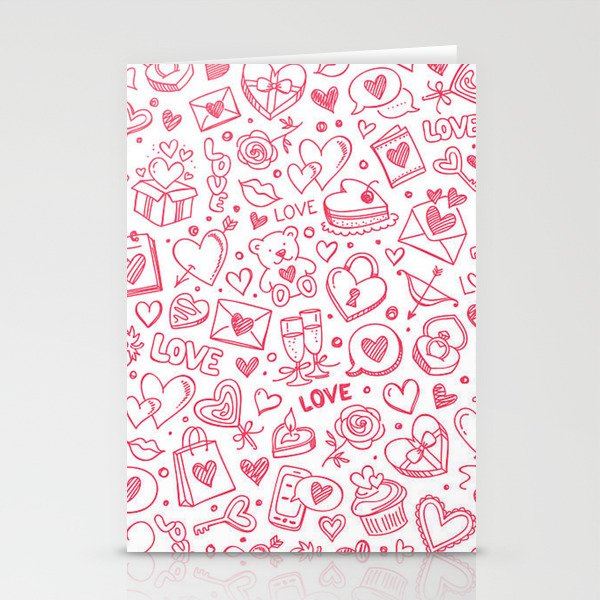Hearts Doodle 2 Stationery Cards