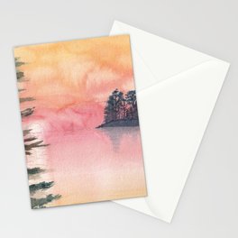 Lakeside Sunset Stationery Card
