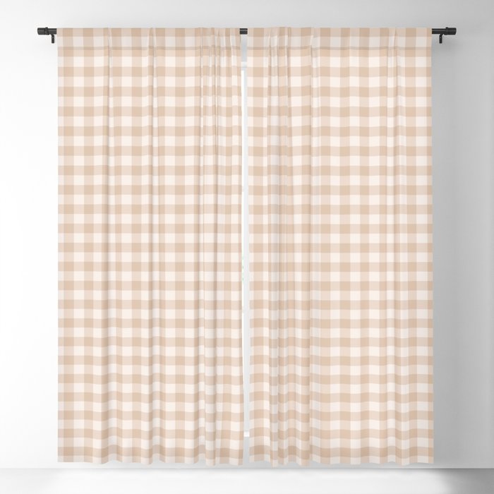 Gingham Plaid Pattern - Warm Neutral Blackout Curtain
