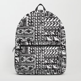 65 MCMLXV Black and White Batik Patchwork Pattern Backpack