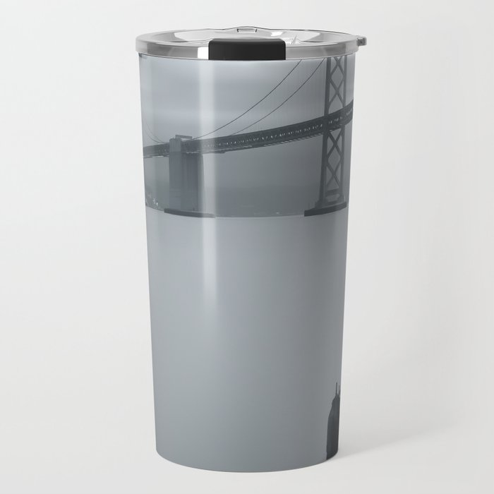 Bay Bridge bw Travel Mug