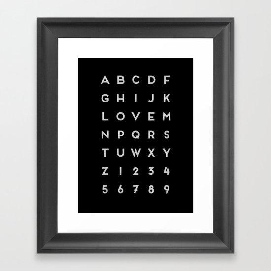 Letter Love - Black Framed Art Print