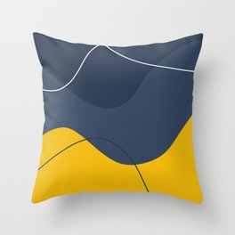 Abstract Organic Shapes Navy Blue and Yellow Throw Pillow