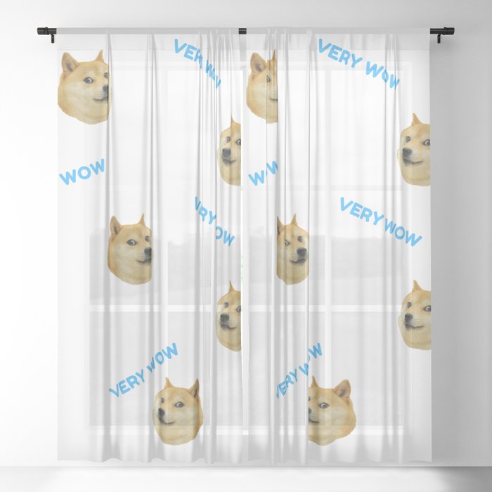 Very wow Doge wholesome Shiba Inu Sheer Curtain