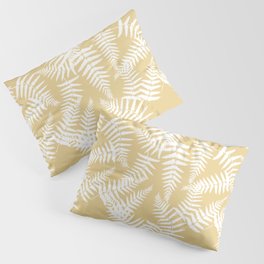 Tan And White Fern Leaf Pattern Pillow Sham
