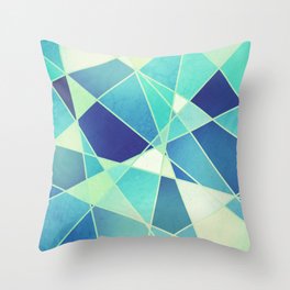 STAINED GLASS WINDOW BLUE Throw Pillow