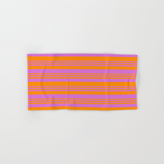 Dark Orange and Orchid Colored Lines Pattern Hand & Bath Towel