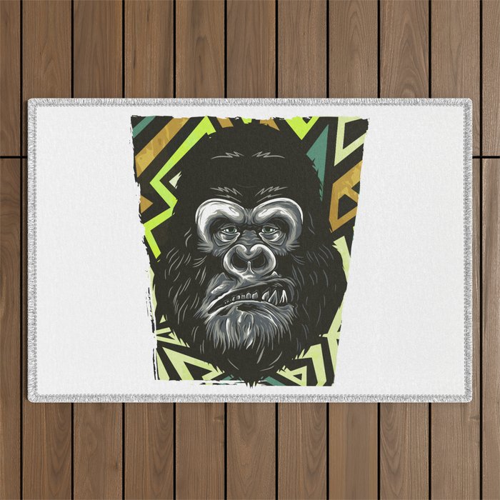 Cool Gorilla Illustration Outdoor Rug