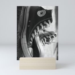 Converse Shoe High Top B&W On Stump Mini Art Print
