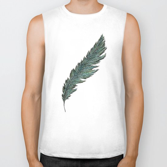 CRAYON LOVE: Aqua Feather Biker Tank