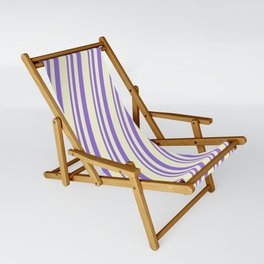 [ Thumbnail: Purple & Light Yellow Colored Stripes Pattern Sling Chair ]