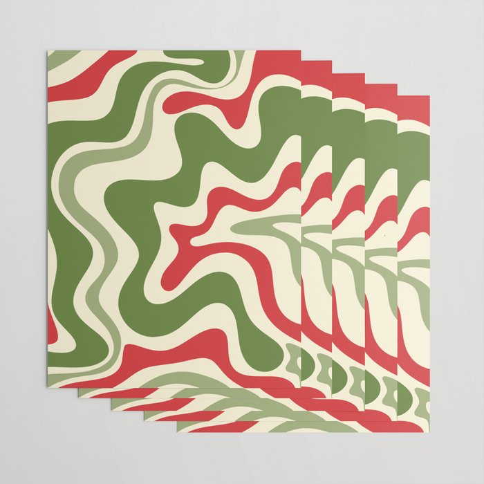 Retro Christmas Swirl Abstract Pattern in Olive Green, Sage, Xmas