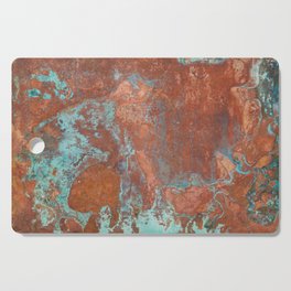 Tarnished Metal Copper Aqua Texture - Natural Marbling Industrial Art  Cutting Board