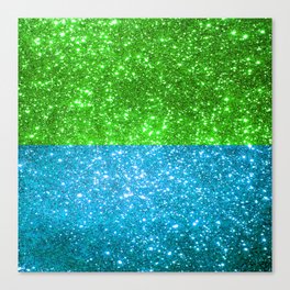 Blue And Green Glitter Trendy Collection Canvas Print