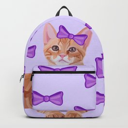 Ginger Cat with Purple Bow Pattern Backpack