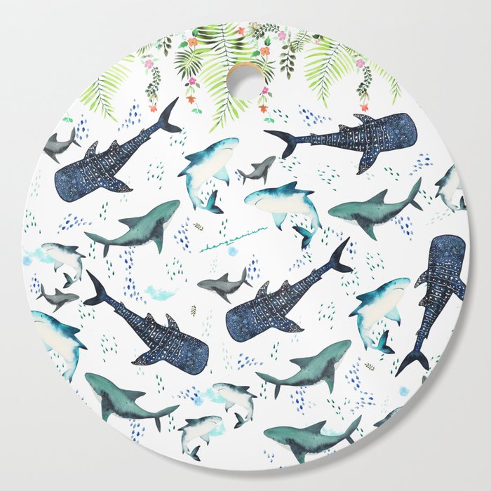 floral shark pattern Cutting Board