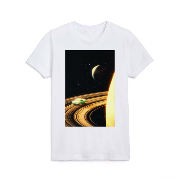 Saturn Highway - A Vintage, Retro-Futuristic Science Fiction Artwork Kids T Shirt