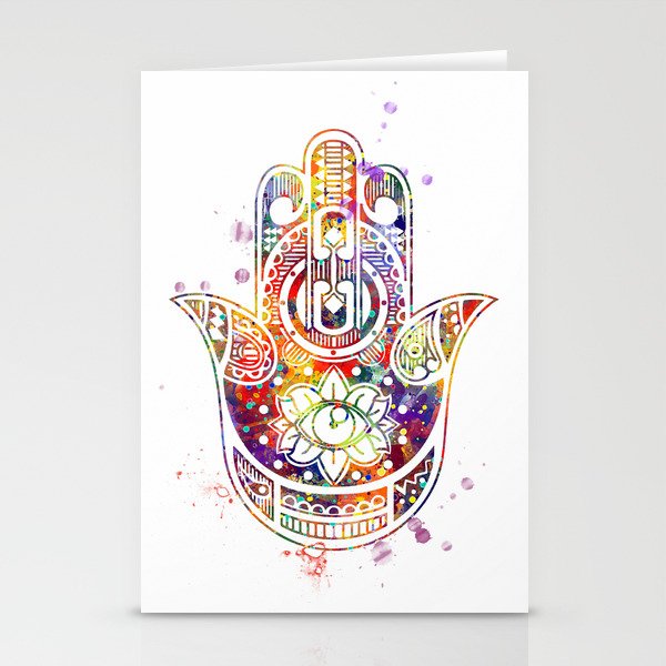 Hamsa Hand 2 Watercolor Poster Wedding Gift Stationery Cards