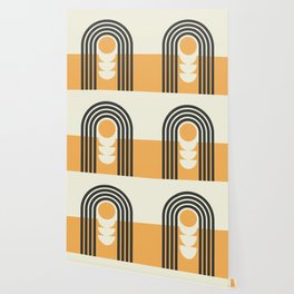 Geometric Lines in Gold and Black 15 (Rainbow and Sunrise Abstract) Wallpaper