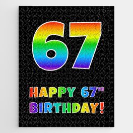 [ Thumbnail: HAPPY 67TH BIRTHDAY - Multicolored Rainbow Spectrum Gradient Jigsaw Puzzle ]