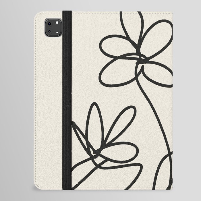 Minimalist One Line Art Flower Sketch iPad Folio Case