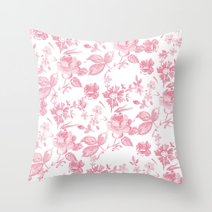 Emma Floral in Red Throw Pillow
