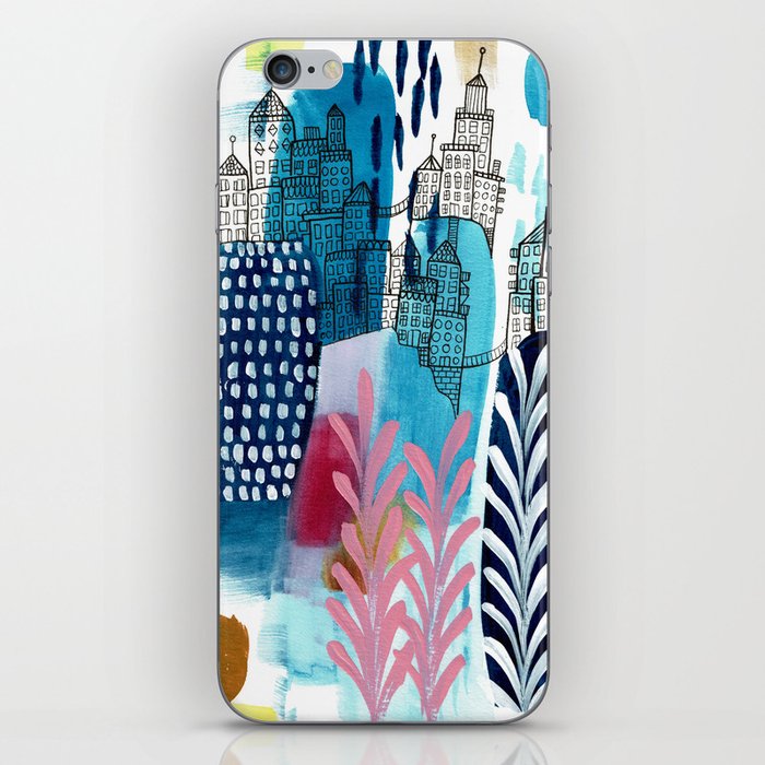 Where Shall I Go? An Inky Watercolor City iPhone Skin