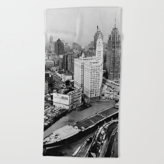 Largest travel Chicago River Chicago Illinois Beach Towel