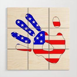 Stars And Stripes Hand Print Silhouette Wood Wall Art