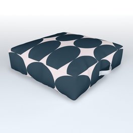 Retro Round Pattern - Dark Blue Outdoor Floor Cushion