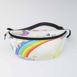 4 Years Old Fly Unicorn Flossing Rainbow Walking Fanny Pack