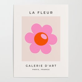 La Fleur | 05 - Abstract Retro Flower Print Pink Orange And Neutral Boho Decor Modern Floral Poster