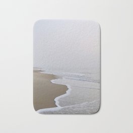 Ocean fog, waves, and beach - minimalist landscape photography  | Rehoboth Beach, DE Bath Mat | Gray, Landscape, Color, Minimalist, Fog, Rehobothbeach, Cloudy, Minimalism, Ocean, Delaware 