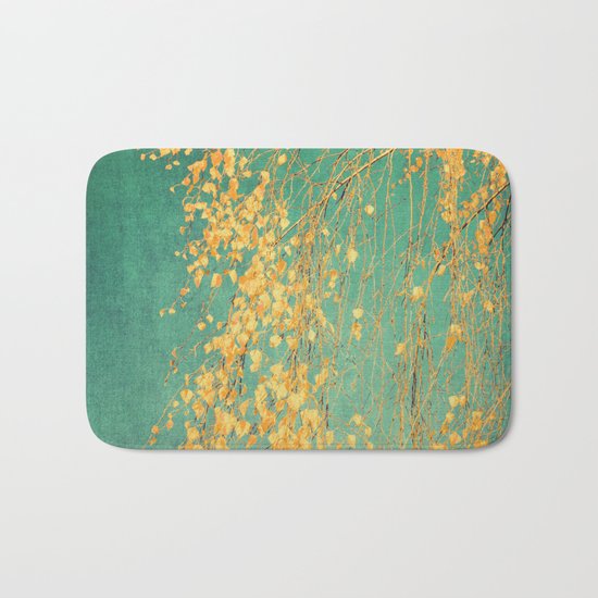 yellow leaves Bath Mat