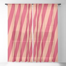 [ Thumbnail: Crimson and Light Salmon Colored Lines Pattern Sheer Curtain ]