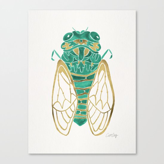 Cicada – Green & Gold Canvas Print