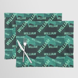  pattern with the name William in blue colors and watercolor texture Placemat