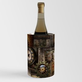 Steampunk, wonderful clockwork with gears Wine Chiller