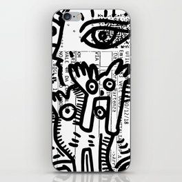 Creatures Graffiti Black and White on French Train Ticket iPhone Skin