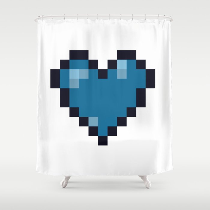 Pixel Heart 02 Shower Curtain