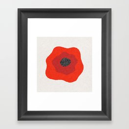 Bold red poppy flower in abstract mid century abstract block print style Framed Art Print