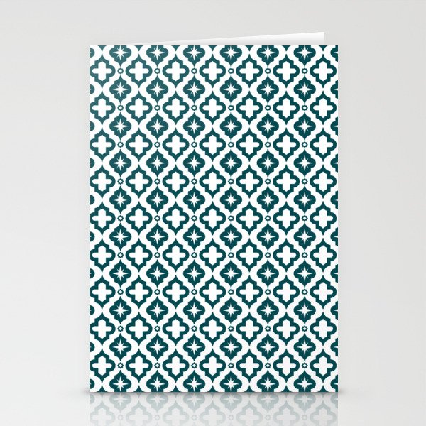 Teal Blue Ornamental Arabic Pattern Stationery Cards