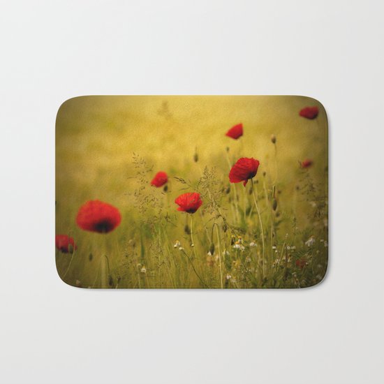 Poppy-field Poppies Flowers Flower Bath Mat