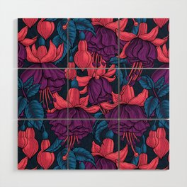 Fuchsia on dark blue Wood Wall Art