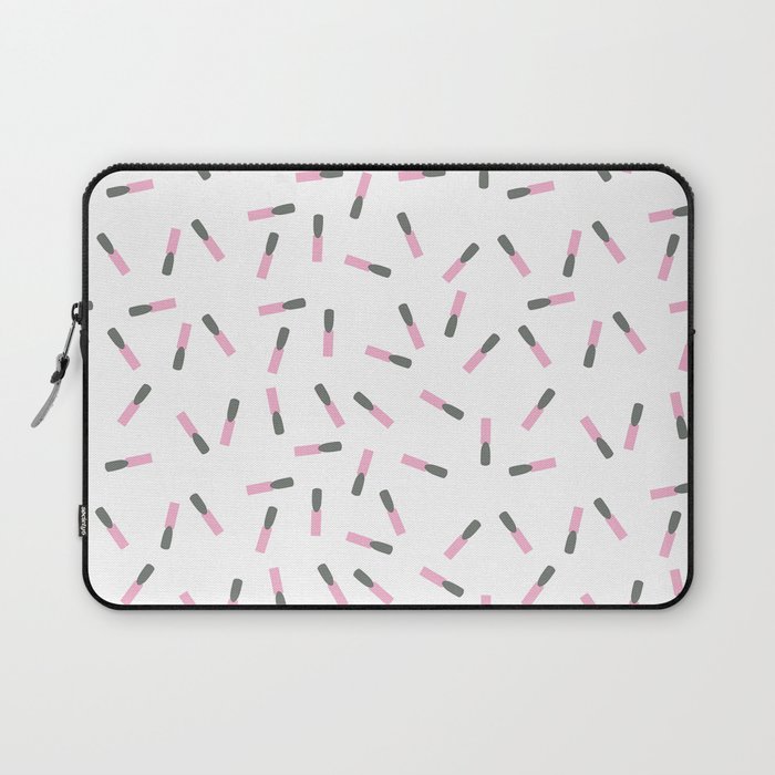 Girly abstract pink gray nails pattern Laptop Sleeve