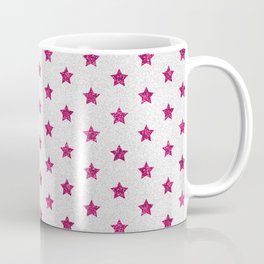 Abstract neon pink white faux glitter stars pattern Coffee Mug