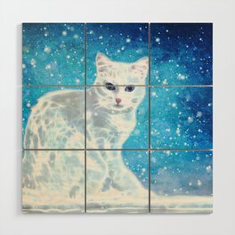 Abstract white cat Wood Wall Art