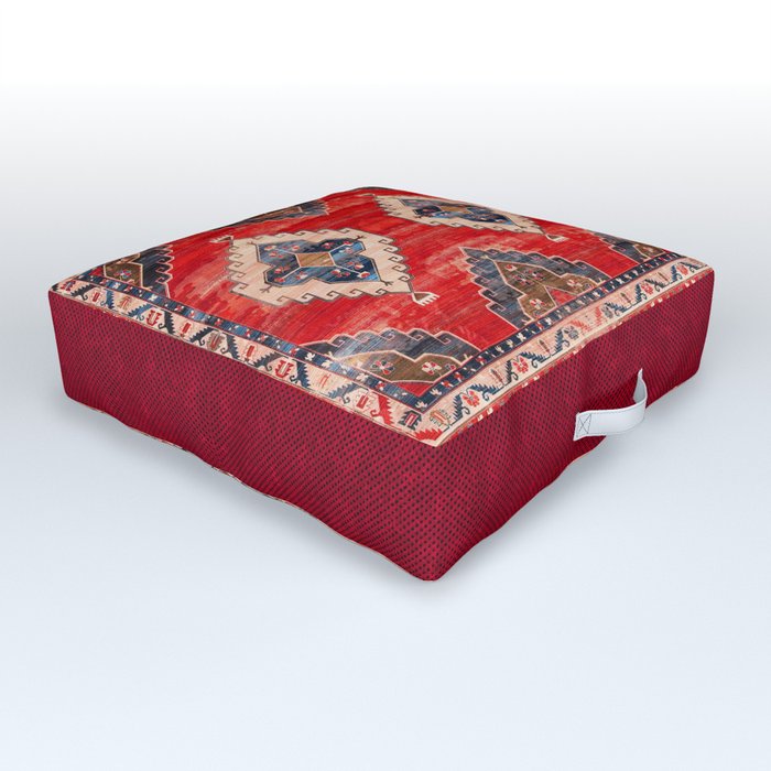 N163 - Vintage Heritage Oriental Red Traditional Moroccan Carpet Style Illustration Outdoor Floor Cushion