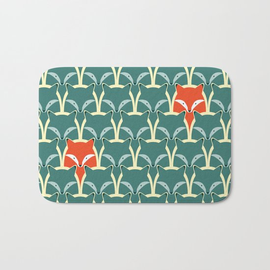 Seamless pattern with foxes and wolves Bath Mat