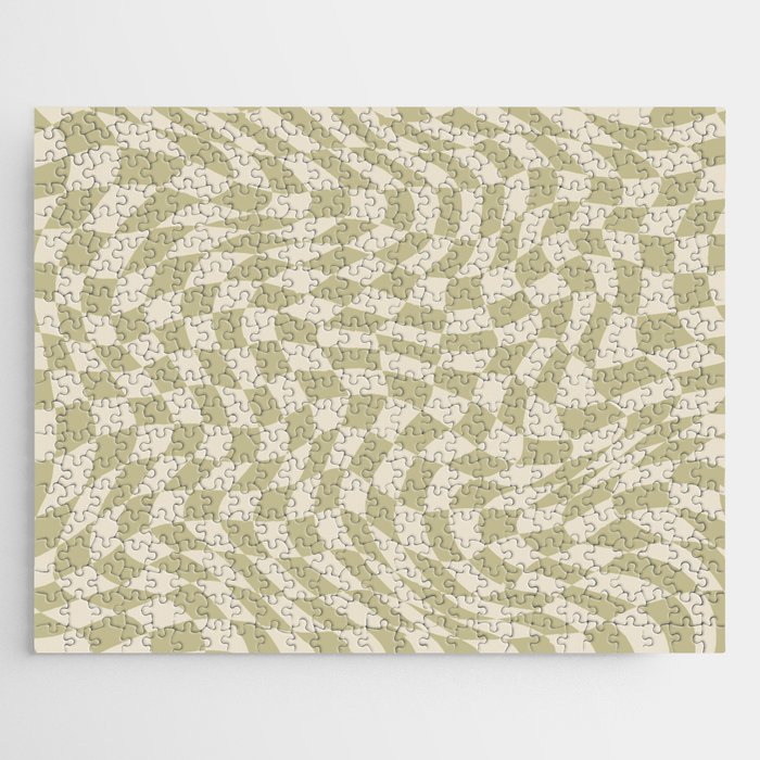 Olive green warp checked Jigsaw Puzzle
